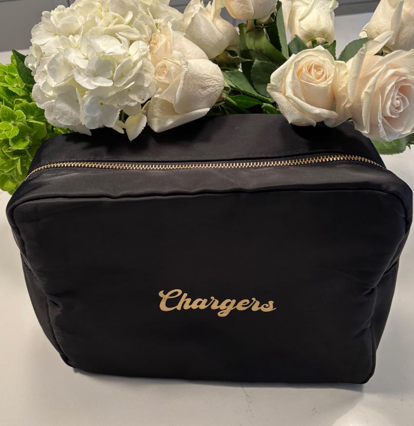 personalized nylon black makeup bag  11" x 5" x 7"