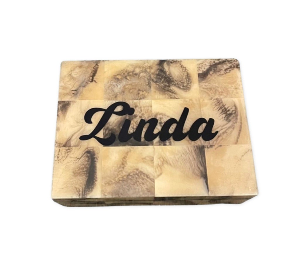 Personalized faux horn catchall box with Remotes