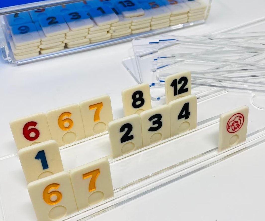 Personalized luxury acrylic rummikub set - custom name opaque white lid