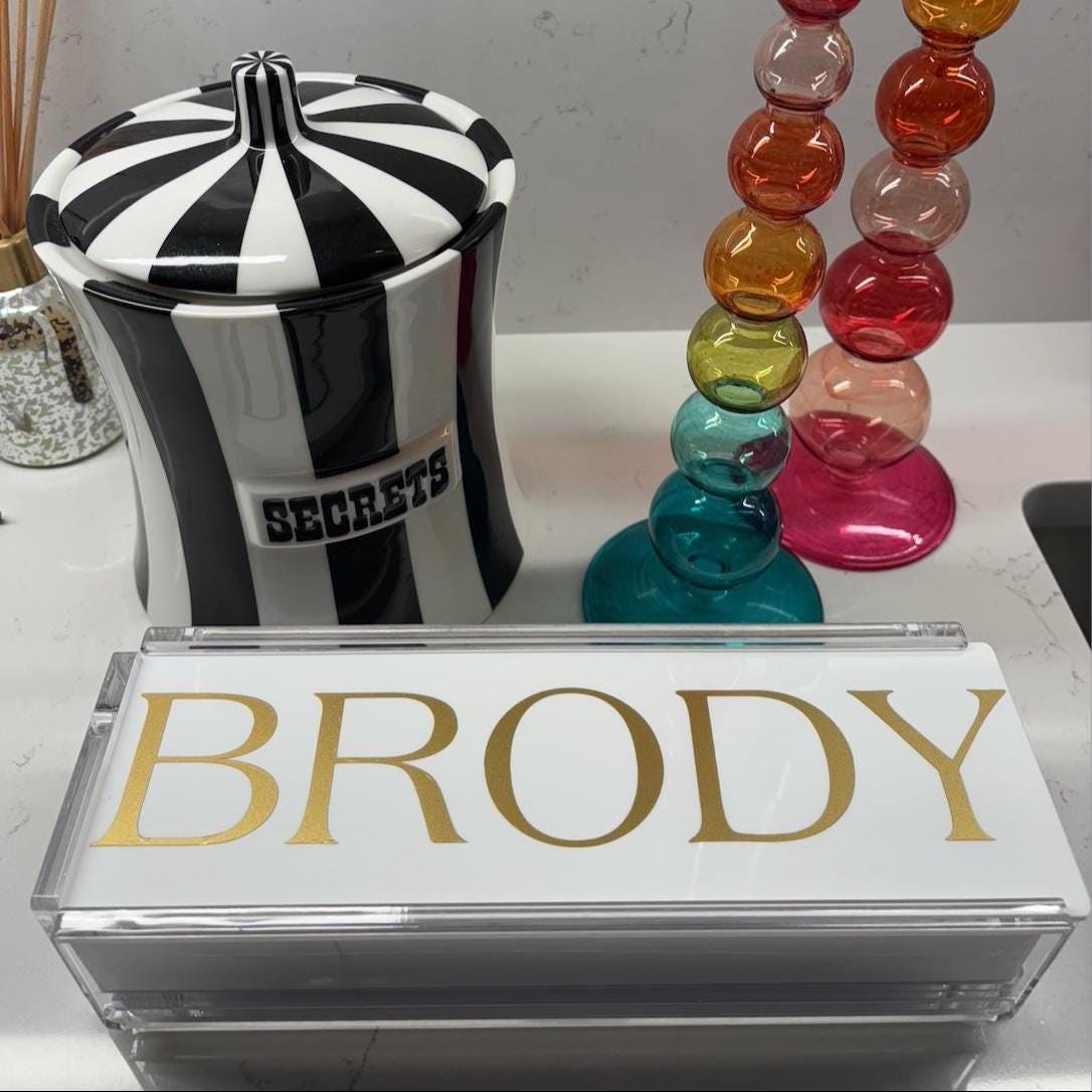 Personalized luxury acrylic rummikub set - custom name on opaque white lid