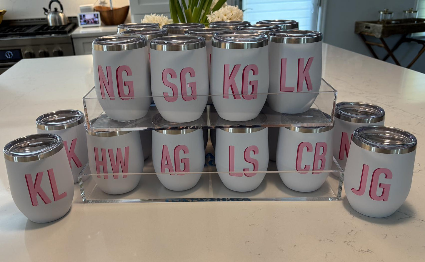 Personalized stainless steel tumbler white- sold individually