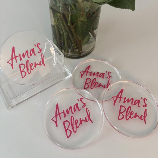 Personalized acrylic round coasters - set of 4- using your one color logo