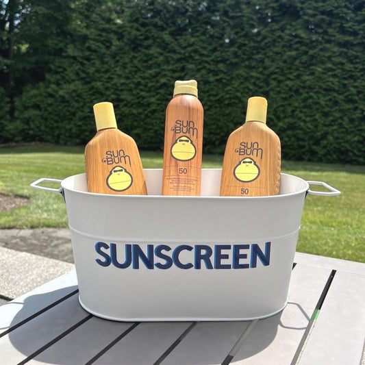 Personalized 12" white galvanized catch all tin - Sunscreen