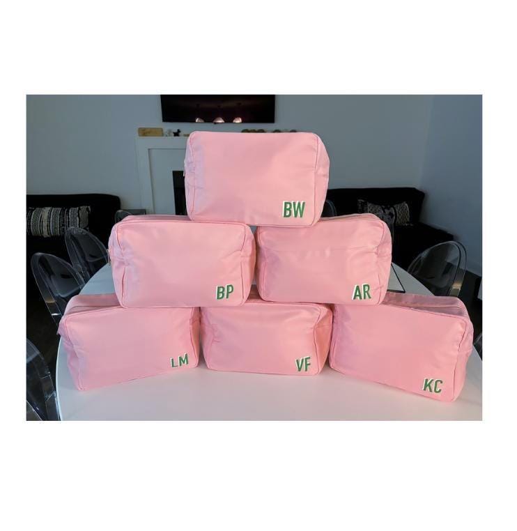 Personalized nylon makeup bag -x large pink