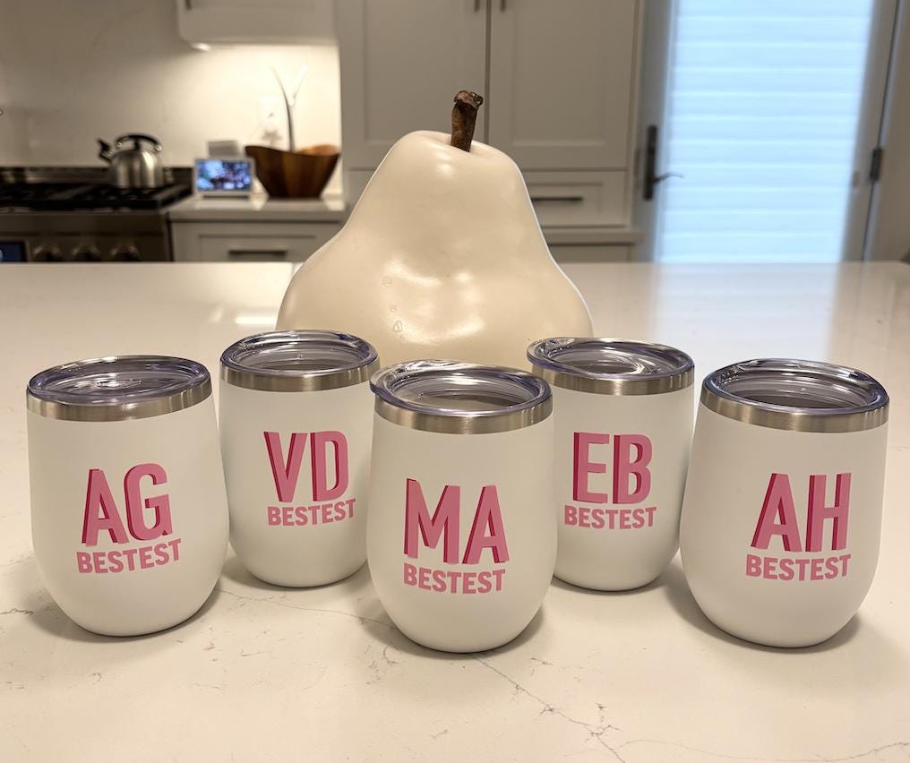 Personalized stainless steel white tumblers -set of 4