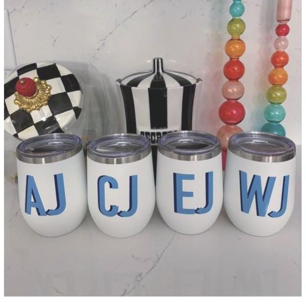 Personalized stainless steel white tumblers -set of 4