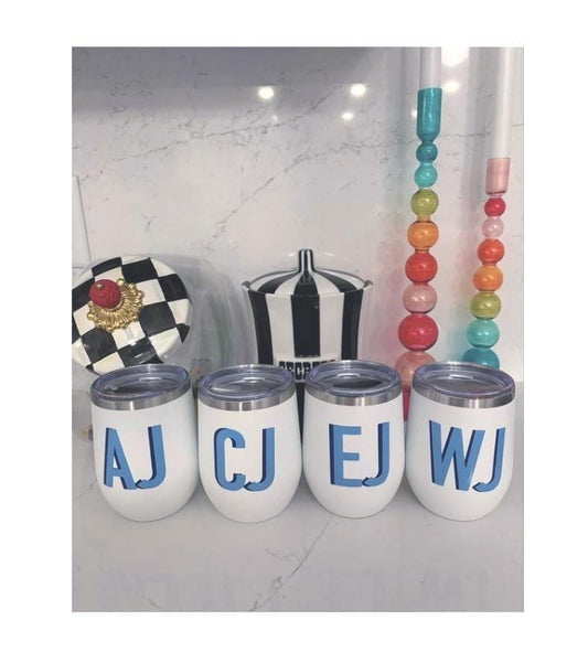 Personalized stainless steel white tumblers -set of 4