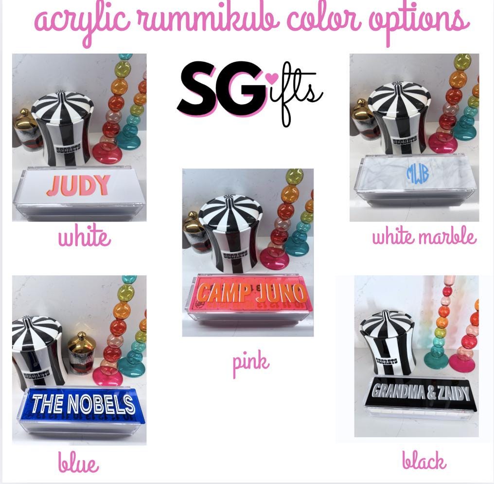 personalized luxury acrylic rummikub set - transparent pink