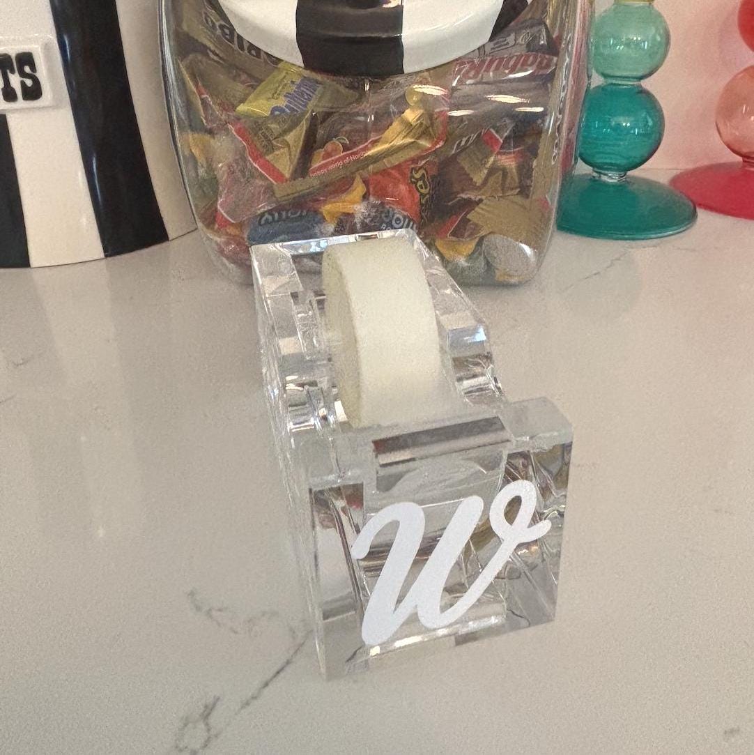 personalized tape dispenser acrylic- one letter monogram