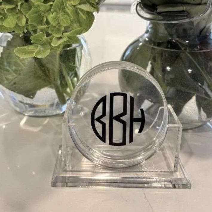 Personalized acrylic round coasters - set of 4