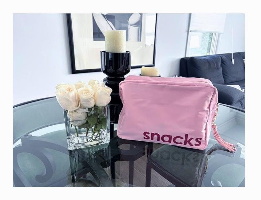 Personalized nylon makeup bag -x large pink