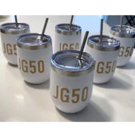 personalized stainless steel 12 ounce white travel wine tumbler personalized - set of 6