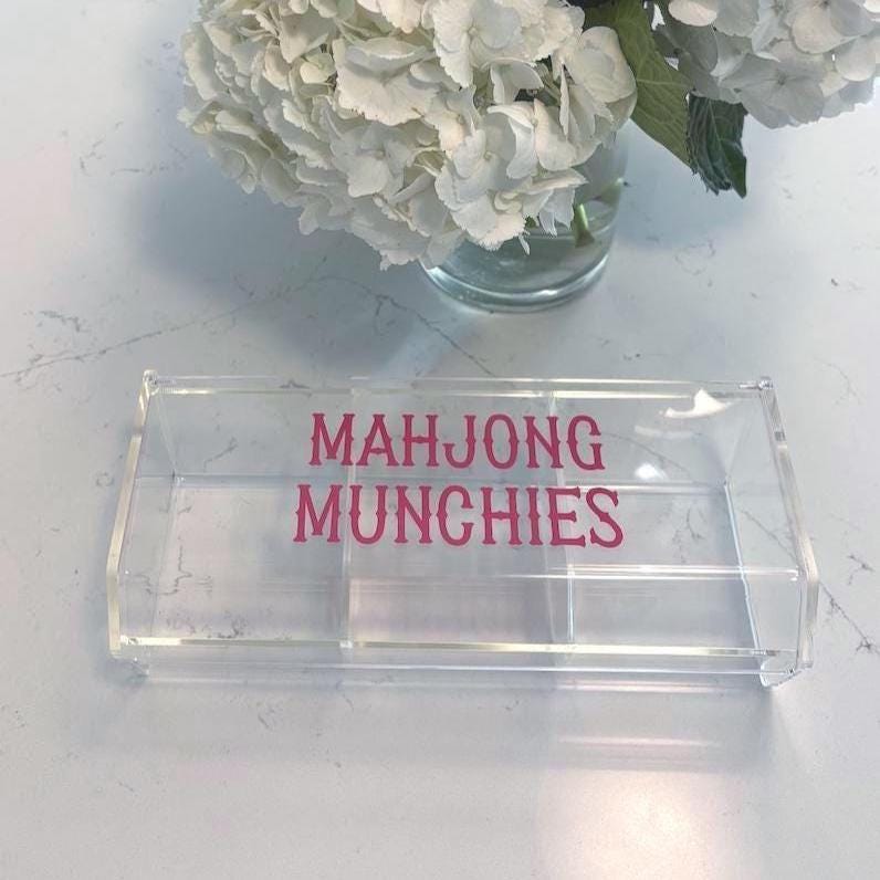 Acrylic 3 compartment Mahjong Munchies box with the candy NOT included