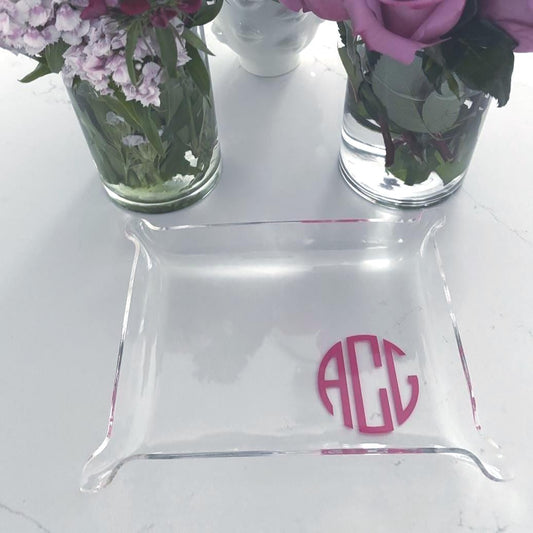 Personalized acrylic pinch tray - 3 letter modern monogram